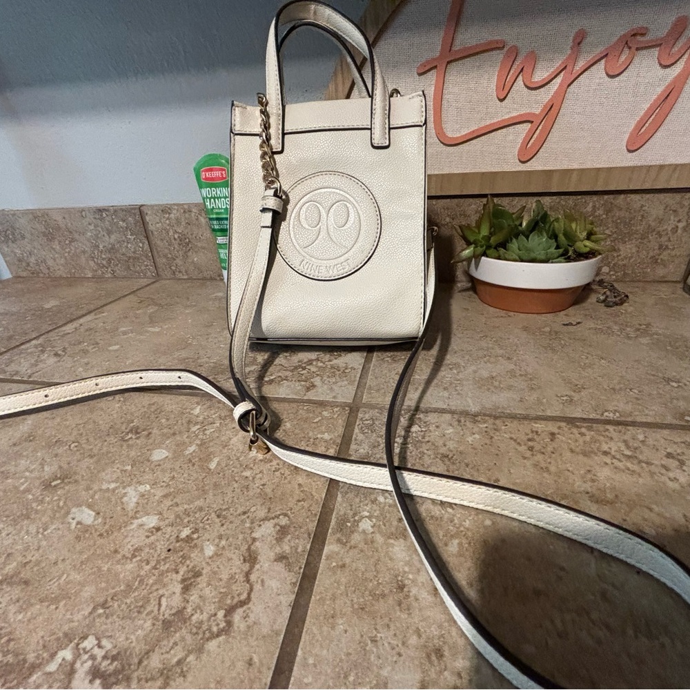 Nine West Cream Crossbody Bag with Structured Design